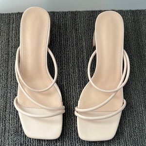 Strappy leather heels in nude size 7